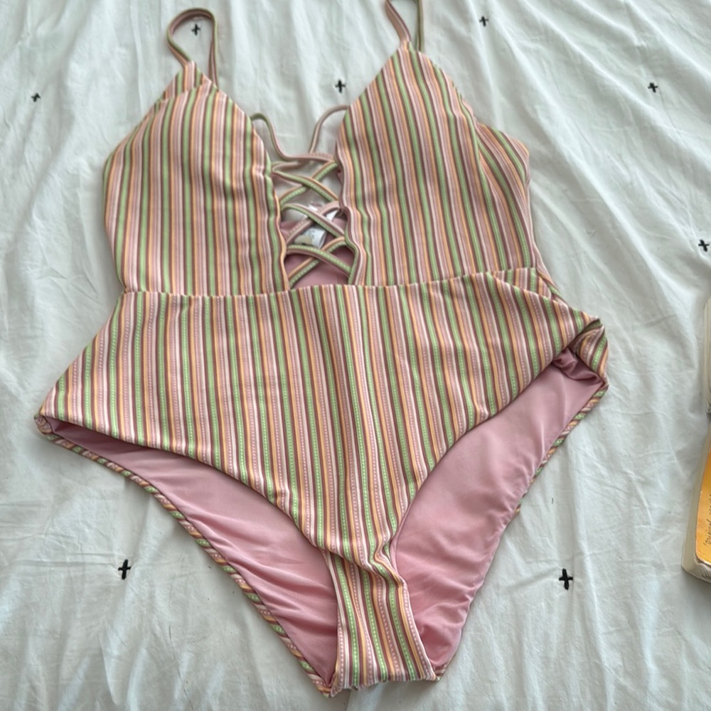 Dippin Daisies Striped Pink One-Piece Swimsuit